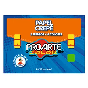 Est.Papel Crepe Proarte 6 Hjs.6 Colores 50X100