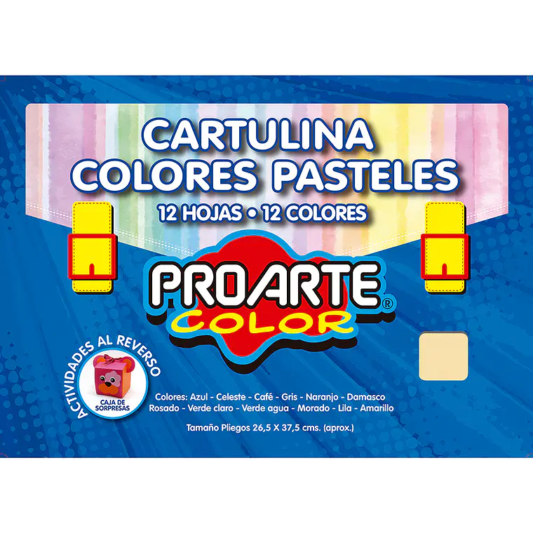 Estuche Cartulina Pintada Col Pasteles 12Col 26,5X37,5 Cm Proarte 1
