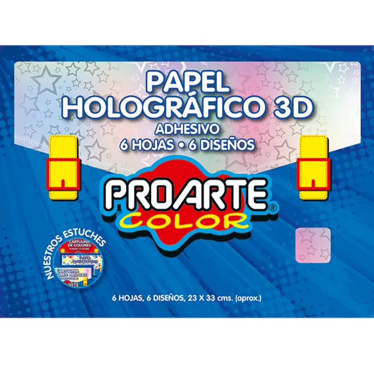 Estuche Papel Holo Proarte Adhesivo 6 Hjs 6 Col 23X33Cm 1