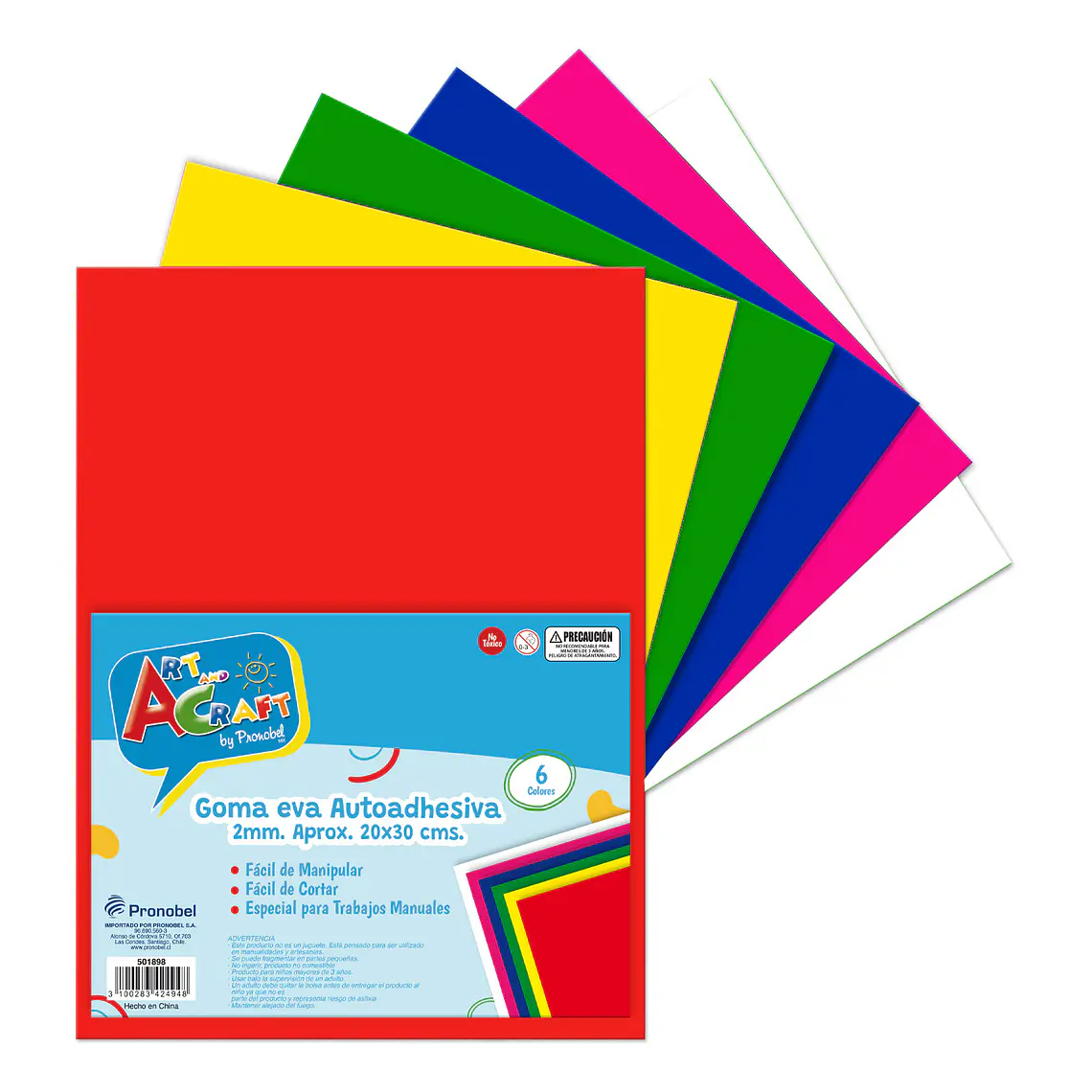 Goma Eva Adhesiva 20X30 Cms 6 Col Bolsa Art & Craf 1