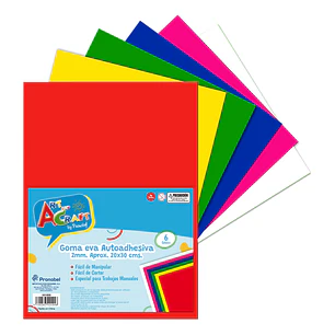 Goma Eva Adhesiva 20X30 Cms 6 Col Bolsa Art & Craf