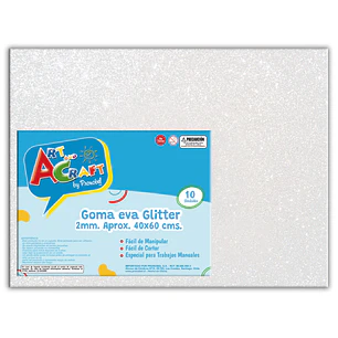 Goma Eva Glitter 40X60 Cm  Blanco Art & Craft Unidad Pliego