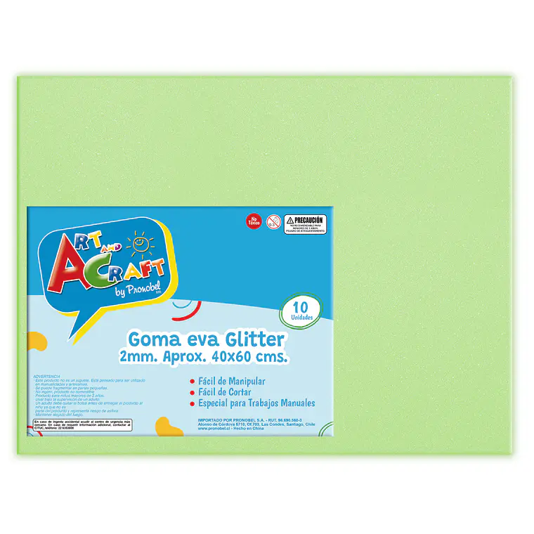Goma Eva Glitter 40X60 Cm  Verde Claro Art & Craf Pliego 1