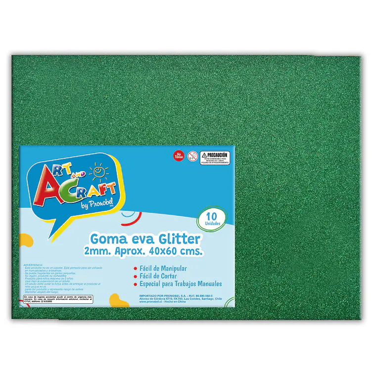 Goma Eva Glitter 40X60 Cm Hjs Verde Art & Craf Pliego 1