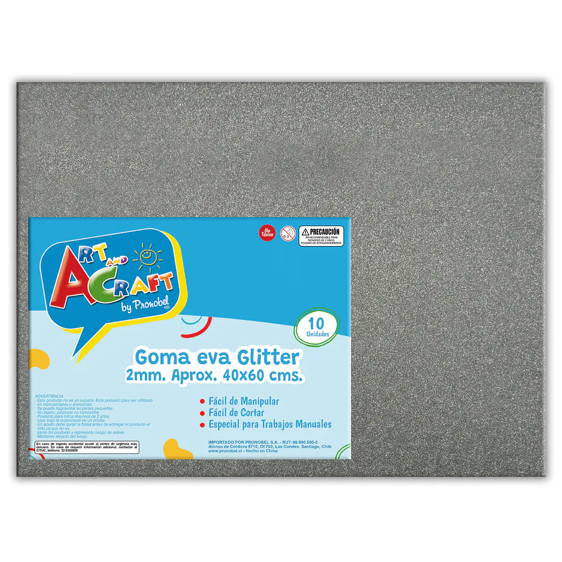 Goma Eva Glitter 40X60 Cm Und  Plateado Art & Craf Pliego 1