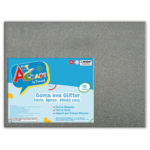 Goma Eva Glitter 40X60 Cm Und  Plateado Art & Craf Pliego