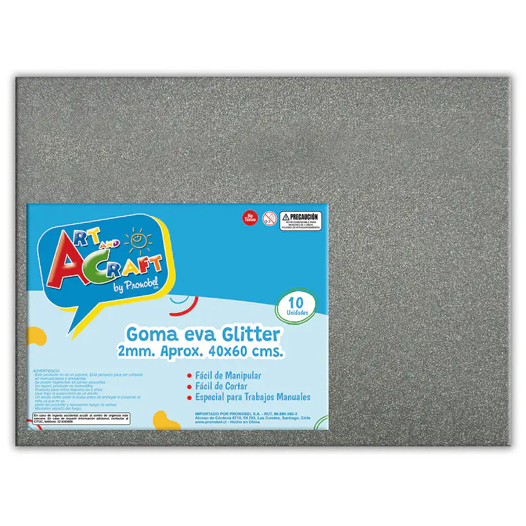 Goma Eva Glitter 40X60 Cm Und  Plateado Art & Craf Pliego 1