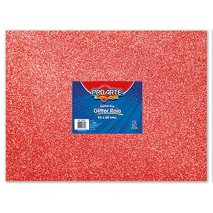 Goma Eva Glitter 45X60Cm Roja Proarte Unidad