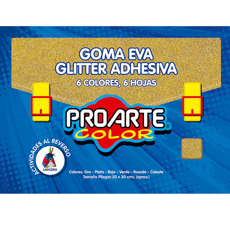 Goma Eva Glitter Autoadhesiva 6Hj 6 Col Proarte 1