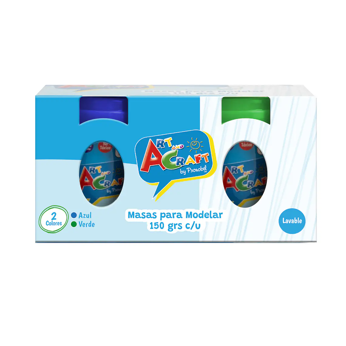 Masa P/Modelar 2 Pote 150Gr Azul/Verde Art & Craf 1