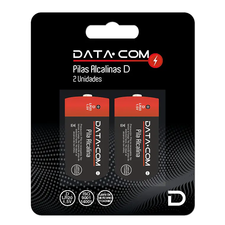 Pila Alcalina D Display 2U. Blister Datacom 1