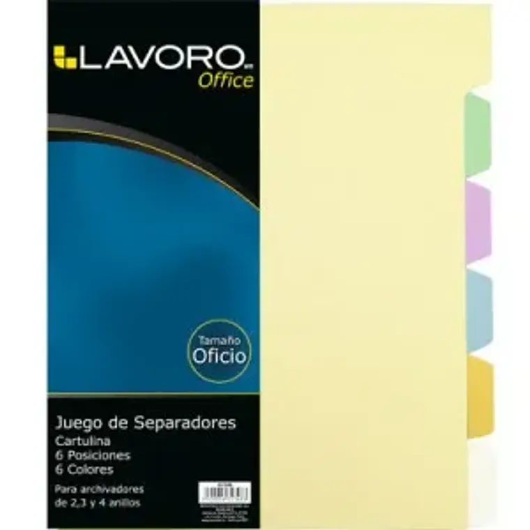 Separador Oficio 6Div Cart Color Lavoro 1