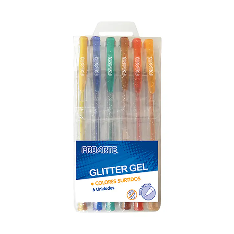 Blis.Lapiz Gel Glitter 6 Unid Proarte 1