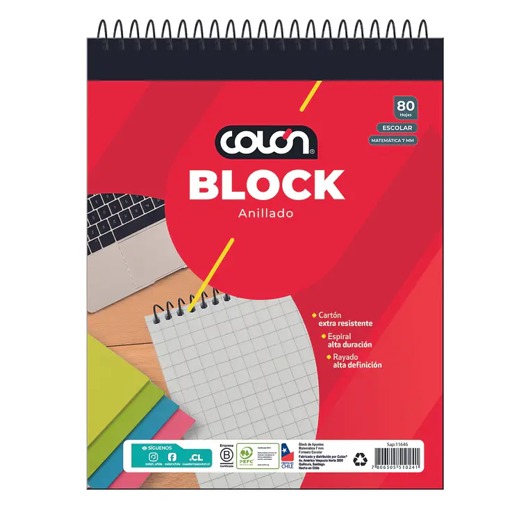 Block Colon Escolar Espiral 7Mm Be-32/80 1