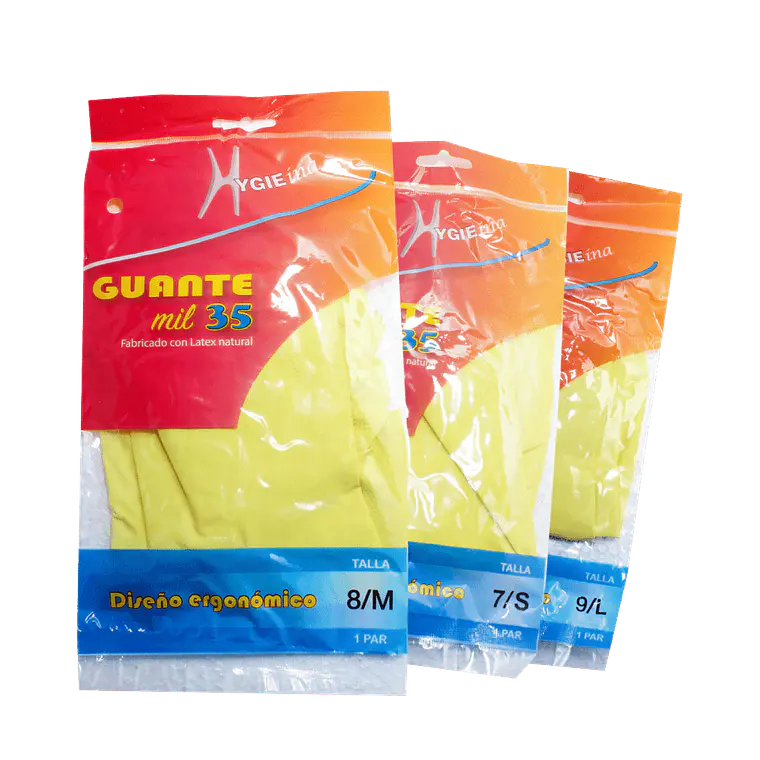 GUANTES (PAR) AMARILLO TALLA L HYGIEINA 1