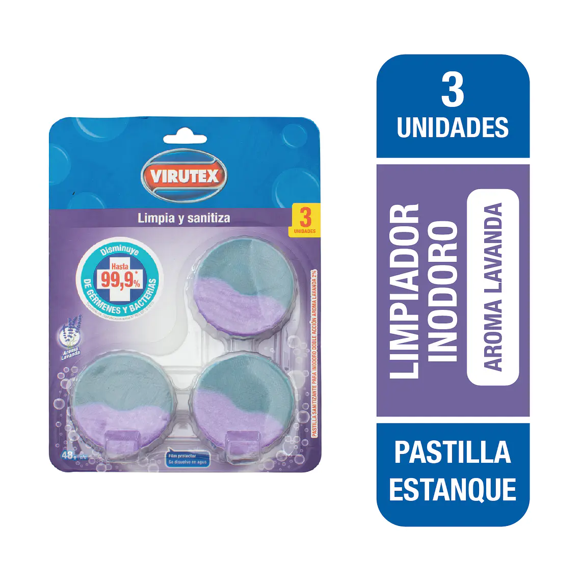 PASTILLA LIMPIADOR INODORO ESTANQUE BLOCK x 3- CLÁSICA VIRUTEX 1