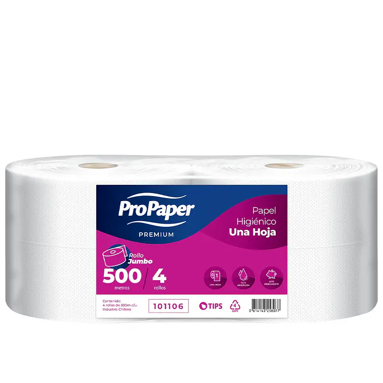 PAPEL HIGIENICO JUMBO 500MTS X 6UN H/S PROPAPER 1