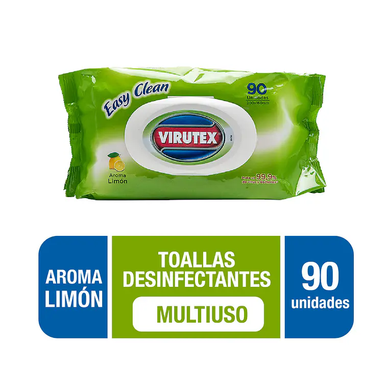 PAÑOS DESINFECTANTES POUCH LIMON 90  VIRUTEX 1