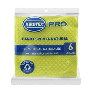 PAÑO ESPONJA COLOR AMARILLO x6 VIRUTEX PRO