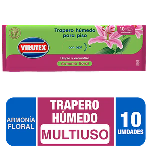 TRAPERO HÚMEDO ARMONÍA FLORAL X 10 VIRUTEX