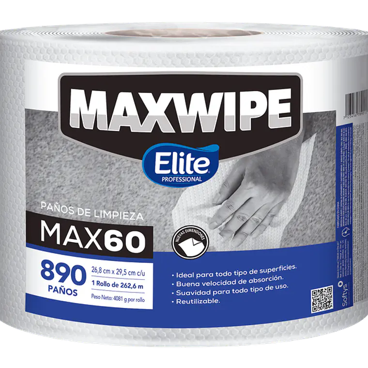 PAÑO MAXWIPE MAX60 TRABAJO MEDIANO DOBLADO 890 PAÑOS 1