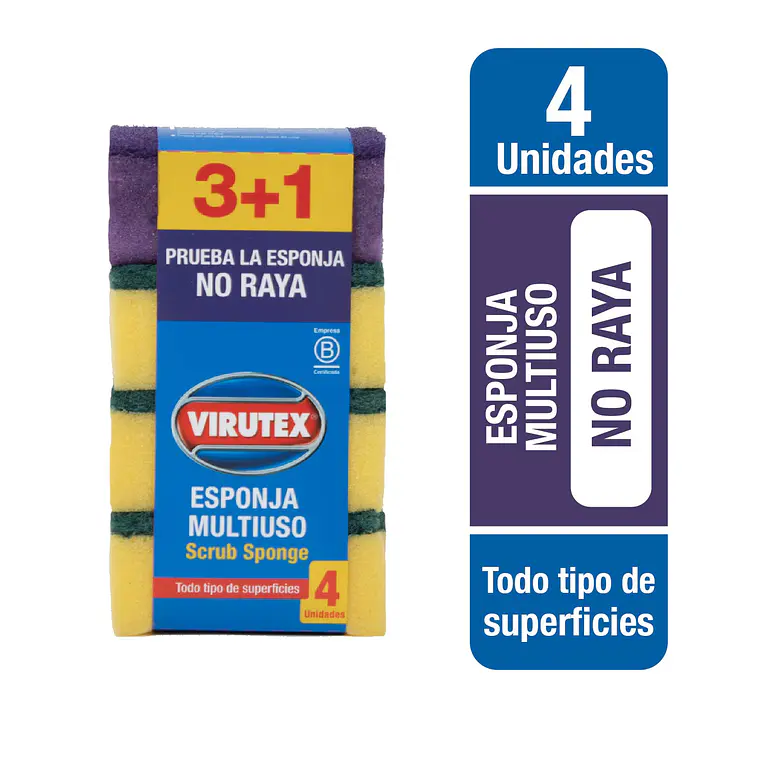 ESPONJA LISA X 4 - CLASICA VIRUTEX 1