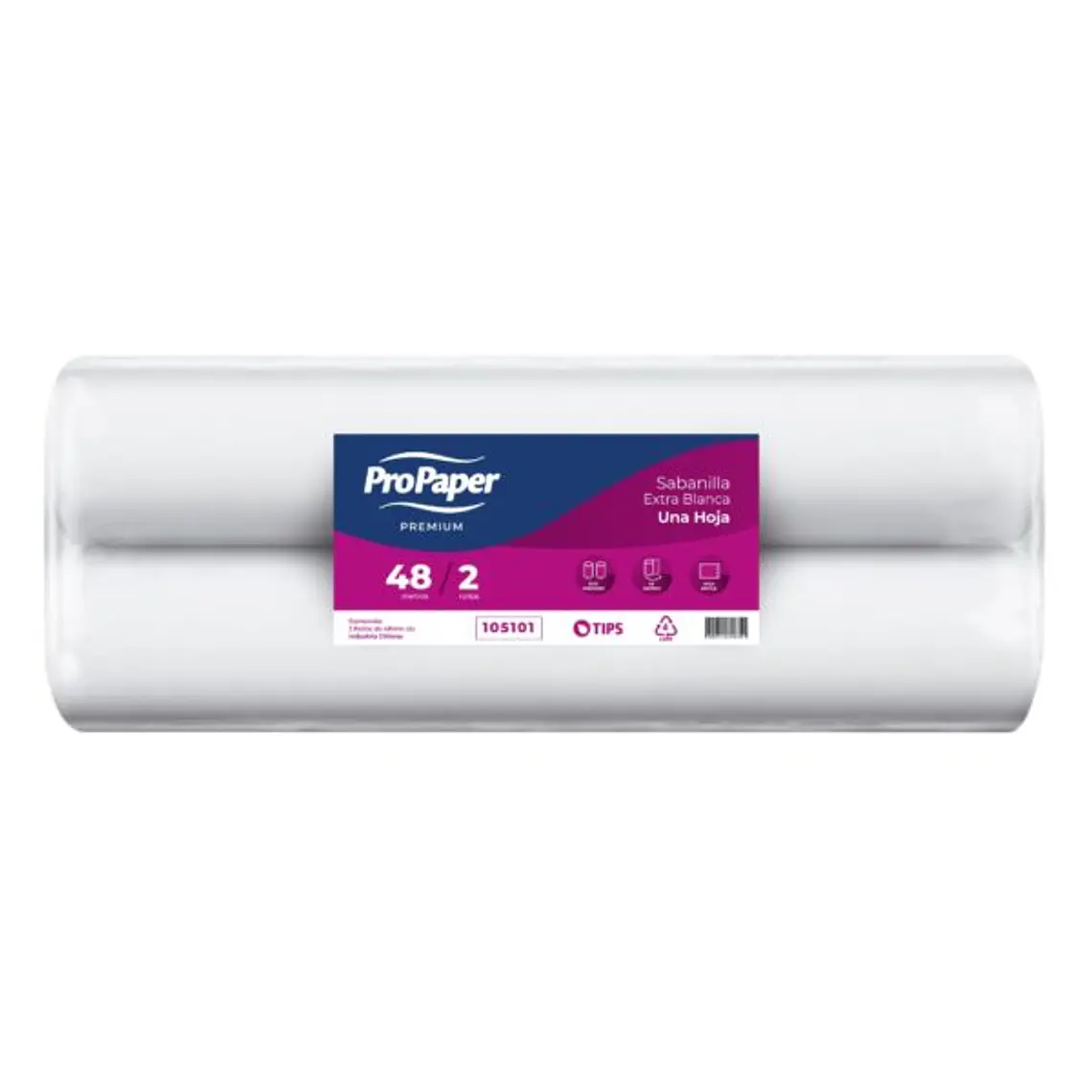 SABANILLA PROPAPER EXTRA BLANCA 48 MTS HS X 2 ROLLOS 1
