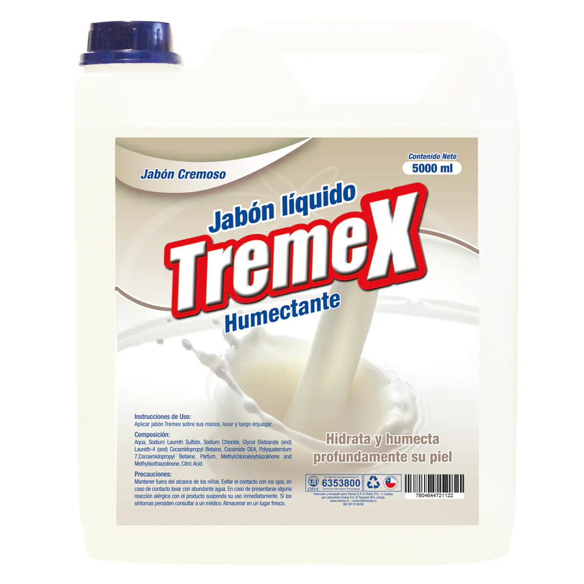 JABON LIQUIDO TREMEX HUMECTANTE CREMOSO 5 LTS 1