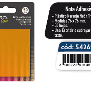 Nota Adh.654 76X76 Plást Naranj Neón 50H Lavoro