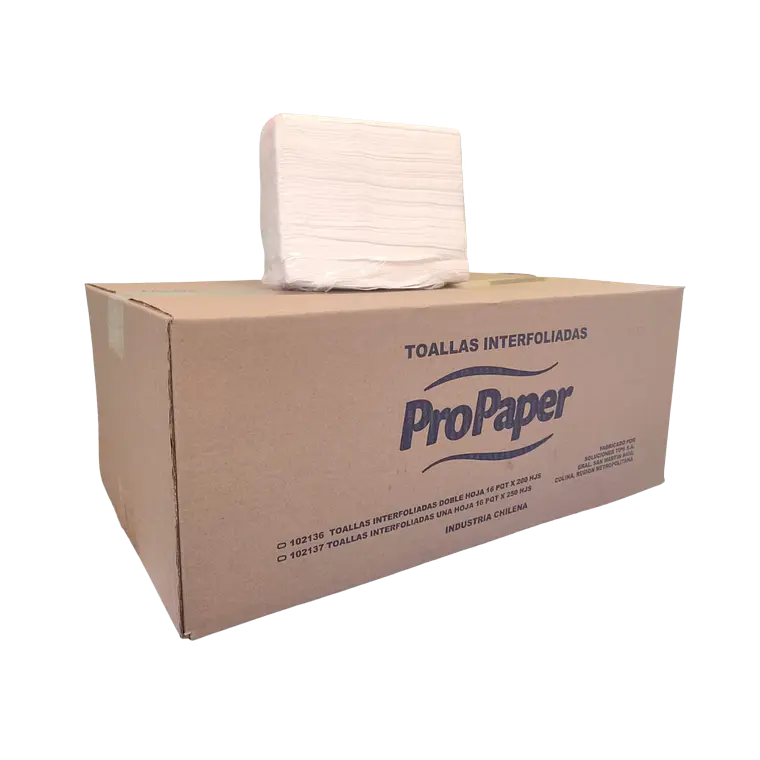 TOALLA INTERFOLIADA DOBLE HOJA 16 PAQ. X 200 Hjs. PROPAPER 1