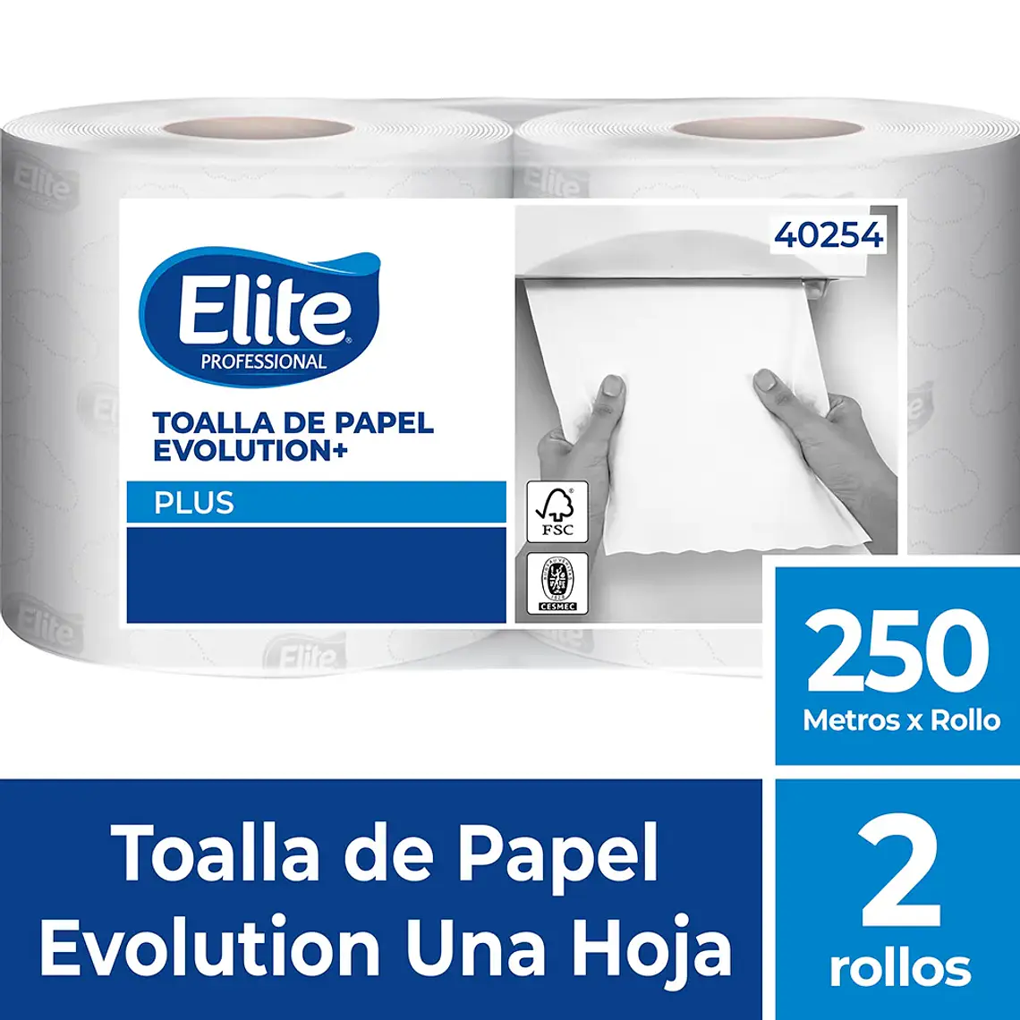 TOALLA ELITE P PLUS EVOLUTION+ UH 250 MTS X 2 ROLLOS PAQ 1