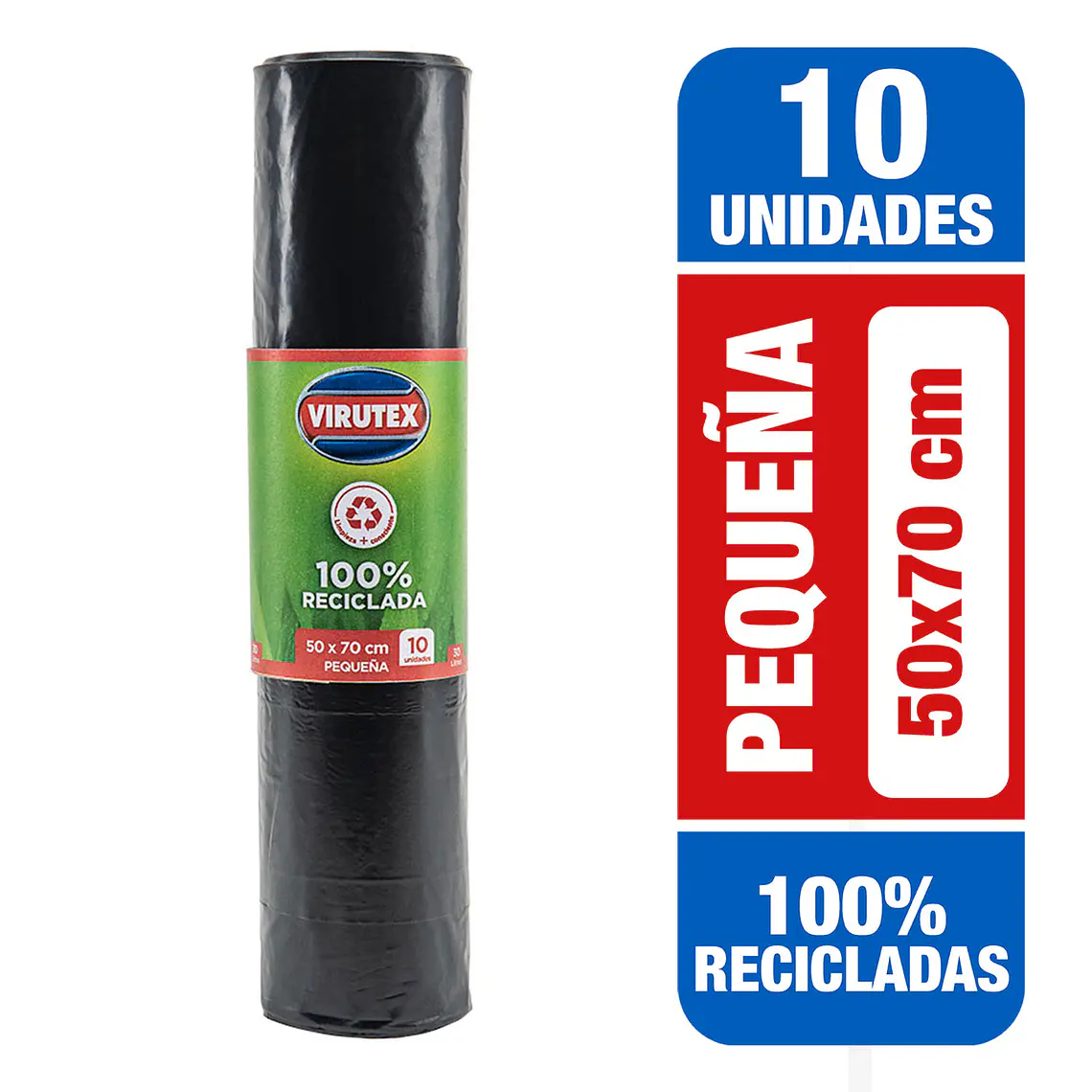 BOLSA DE BASURA 50X70 VIRUTEX  ROLLO 10 UNID 1