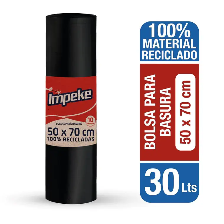 BOLSA DE BASURA IMPEKE 50X70  ROLLO 10 UN 1