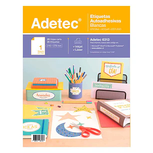 Etiqueta Inkjet/Laser Adetec - Carta Blanca 216X279 Mm 25 Hj