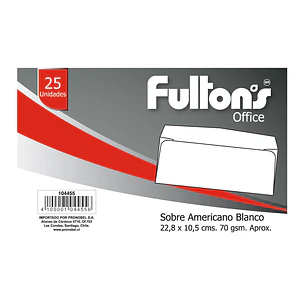 Sobre Americano Blanco 70Gr 25Un Fultons