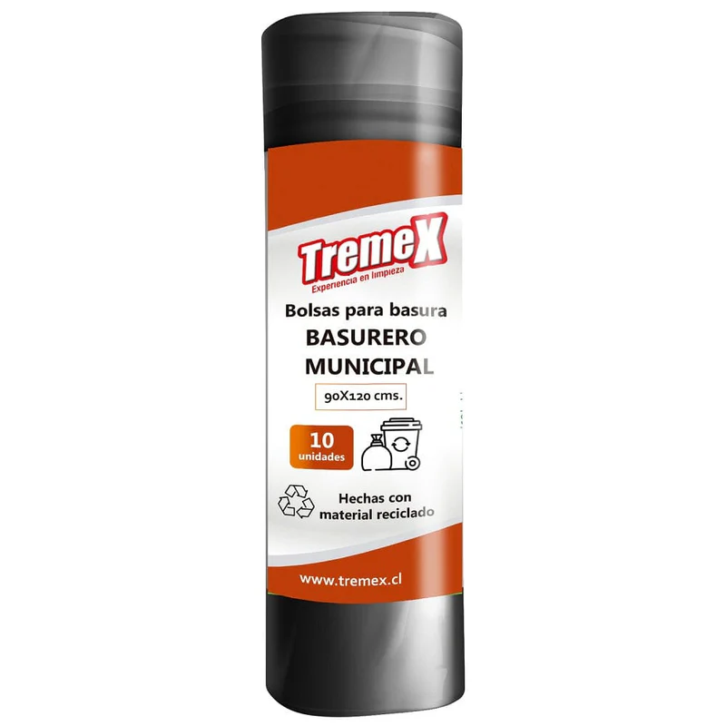 BOLSA DE BASURA TREMEX ECOACTIVA 90X120 ROLLO 10 UNID