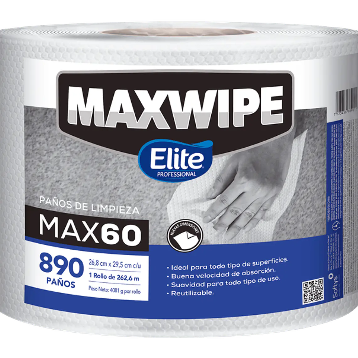 PAÑO MAXWIPE MAX60 TRABAJO MEDIANO DOBLADO 890 PAÑOS 1