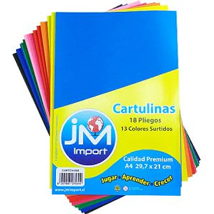 Cartulina Surt.18 Laminas A-4 / 13 Col(1-100)  Jm