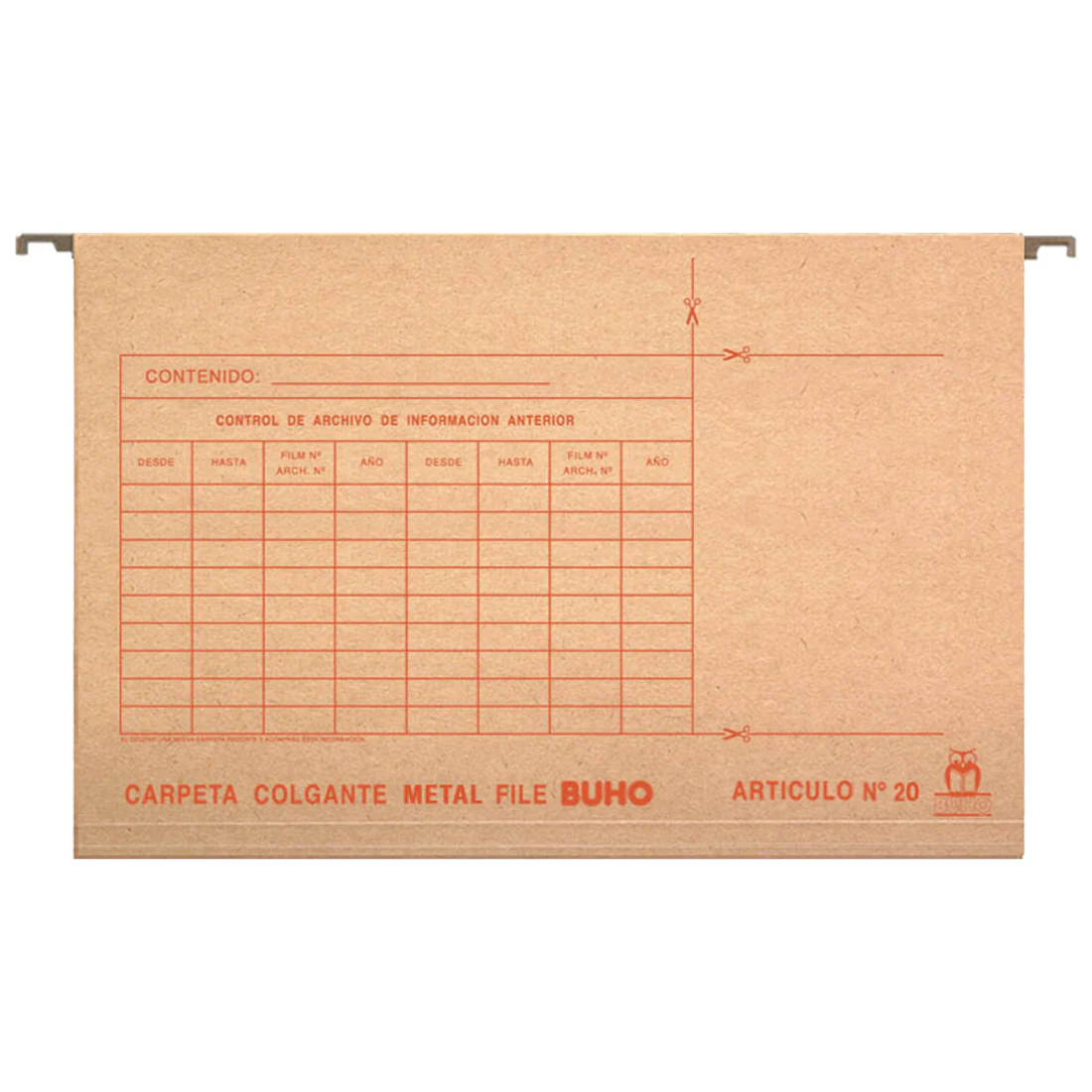 Carpeta Colgante Barra Metalica Buho