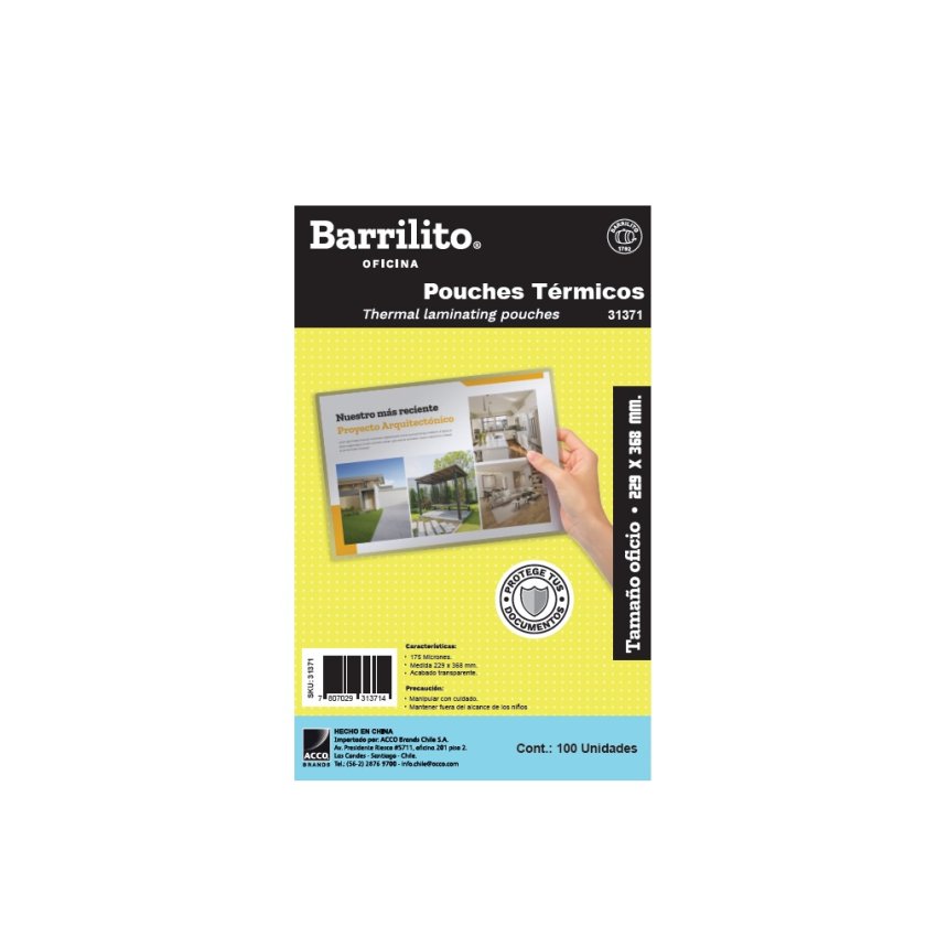 Caja Pouche Oficio7 175 Mic 229X368Mm 100Un Barrilito