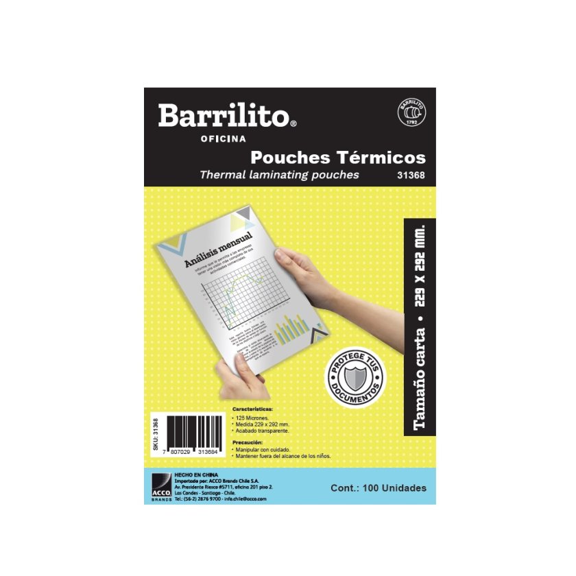 Caja Termolaminado Carta 100Mic 229X292 100Uni Barrilito