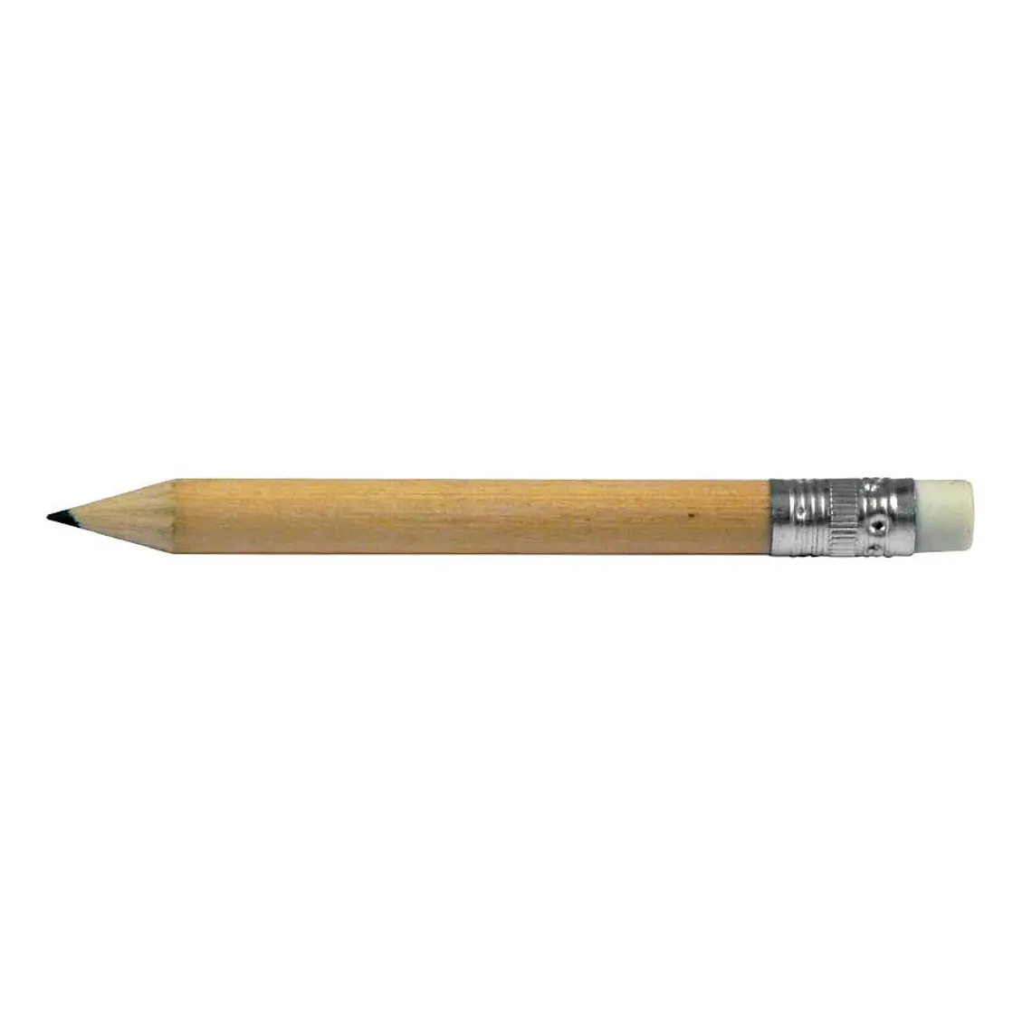 Lapiz Grafito Natural Corto Redondo Con Goma 1