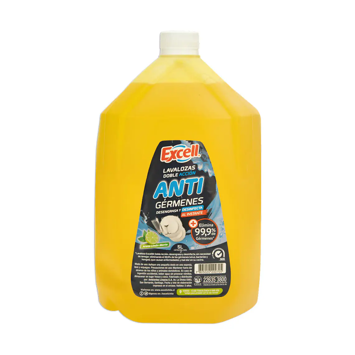 LAVALOZAS CON DESINFECTANTE 5LT EXCELL X2 1