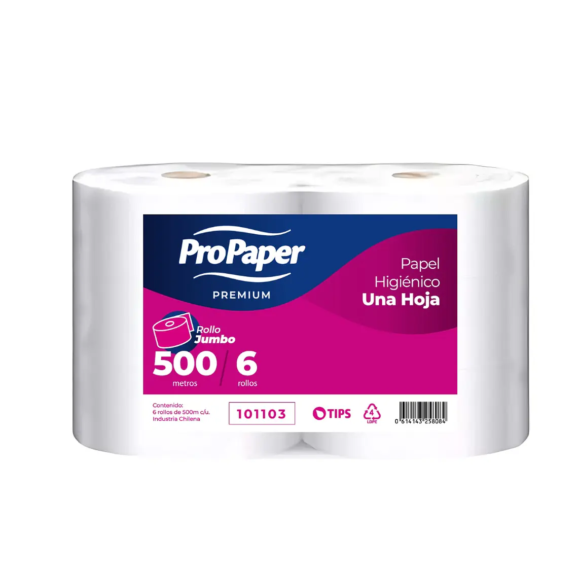 PAPEL HIGIENICO JUMBO 500MTS X 6UN H/S PROPAPER 1