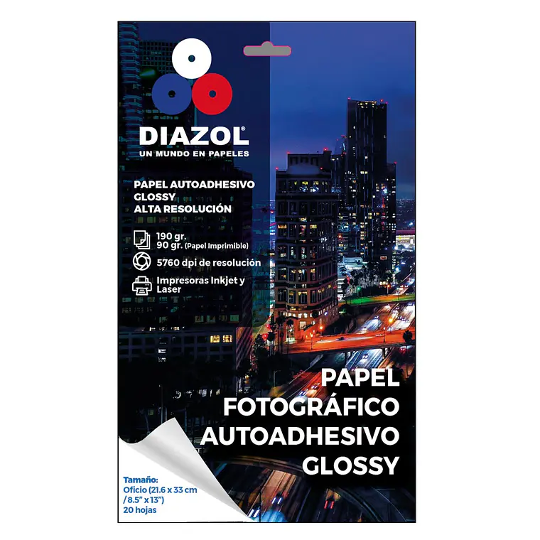 Papel Autoadhesivo Glossy Imprimible Oficioÿ100 Und Diazol 1