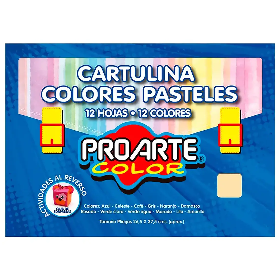 Estuche Cartulina Pintada Col Pasteles 12Col 26,5X37,5 Cm Proarte 1