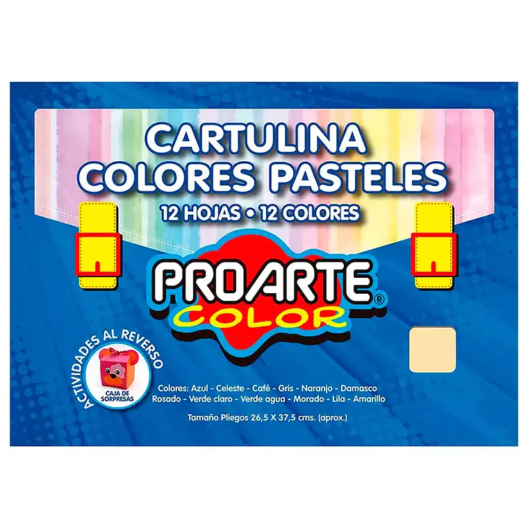 Estuche Cartulina Pintada Col Pasteles 12Col 26,5X37,5 Cm Proarte 1