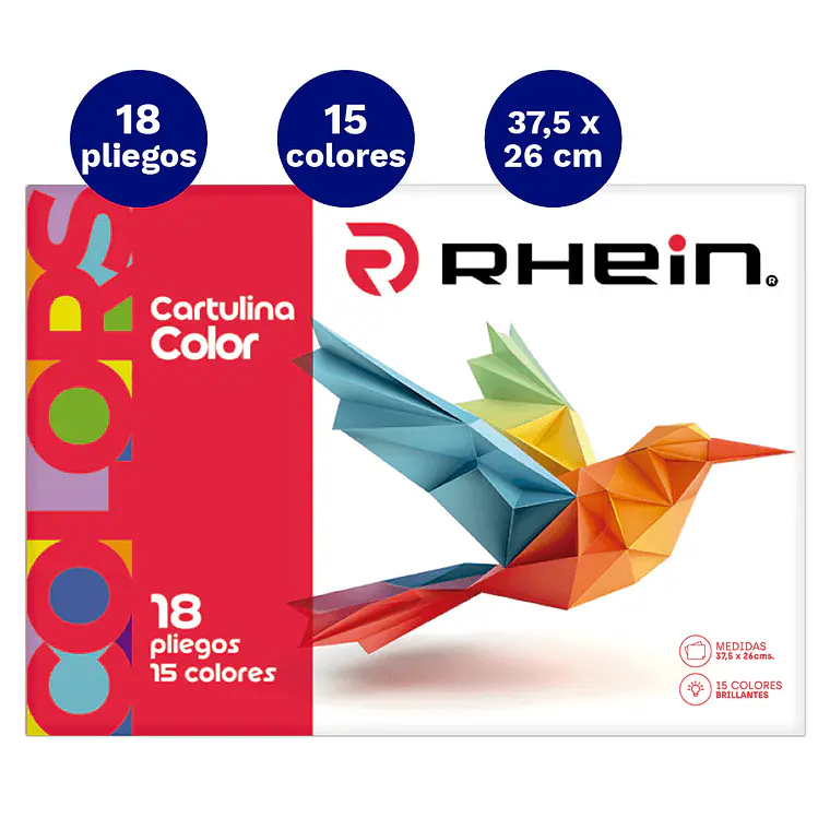 Carpeta Con Cartulina RHEIN 15 Colores 18 Pliegos 1