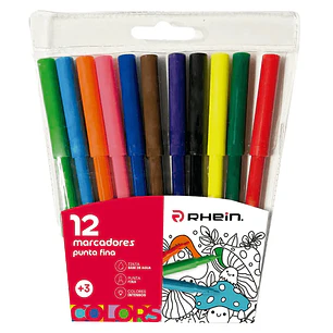 Marcadores Escolar Punta Delgada RHEIN 12 Colores