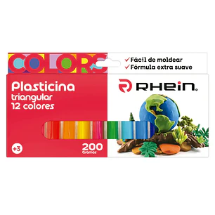 Plasticina Triangular RHEIN 12 Colores 200 Grs